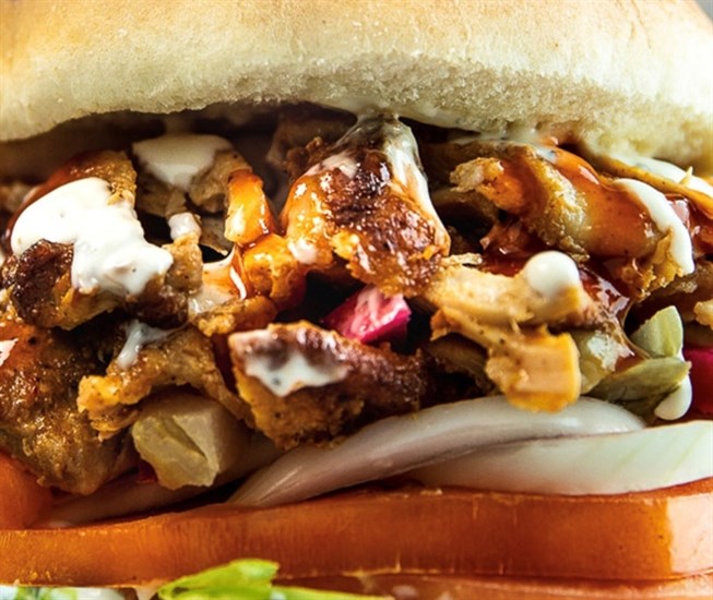 The Chicken Shawarma Burger is one of many Middle Eastern offerings on the Pita Land menu. 