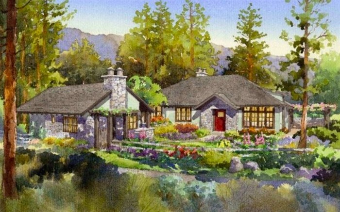 This is a 2009 rendering of two of the cottages.