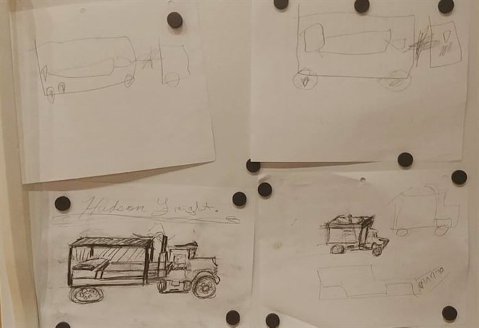 Chad Evasiuk had help designing the blueprints for this transport-truck bed from 5-year-old Hudson, who the bed is being built for. 
