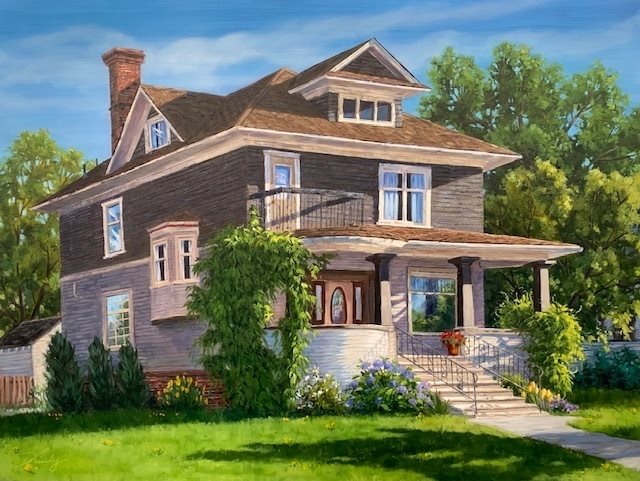 Painting of a heritage home at 451 Battle St. in Kamloops, by Debbie Lively.