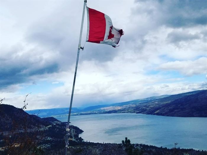 Canadian Flag On Pincushion Mountain Above Peachland Turned Upside Down Infonews Thompson Okanagan S News Source