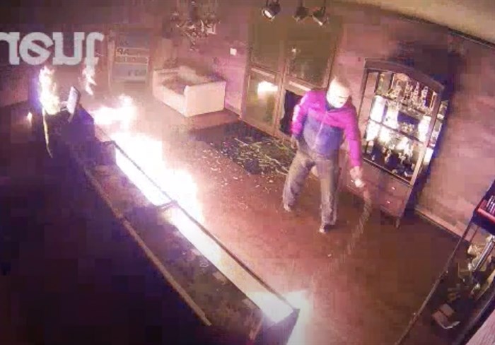 The owner of an Oliver cannabis store has released video footage of a brazen arson attack that took place last week. The closed-circuit television footage shows a person wearing a mask get into the cannabis store, splash gasoline around and light it, before making a hasty retreat.