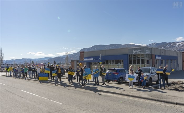 More than 30 people were part of the pro-Ukraine demonstration held in Penticton this afternoon.