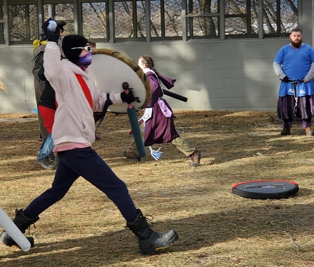 A LARPing group in Riverside Park, Kamloops in February, 2022.