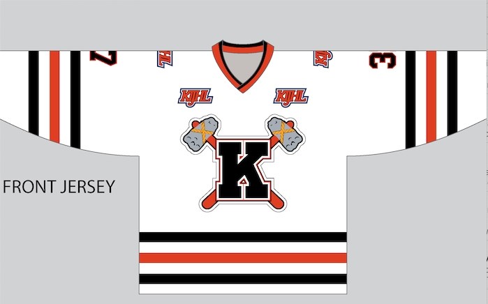 The front of the mock-up design for the Kelowna Chiefs 2022/23 regular season jersey.