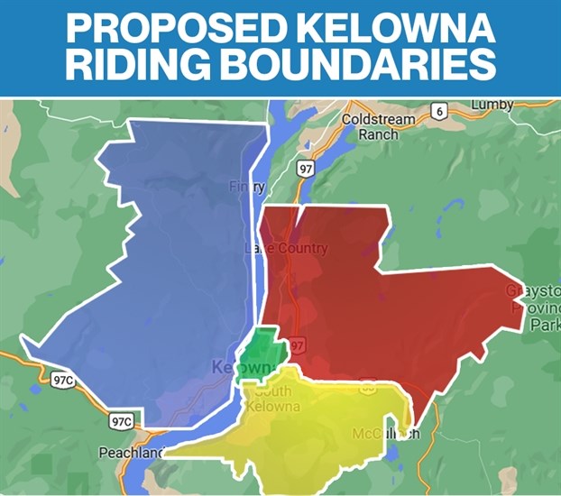 A map of the proposed boundary changes in the Central Okanagan.