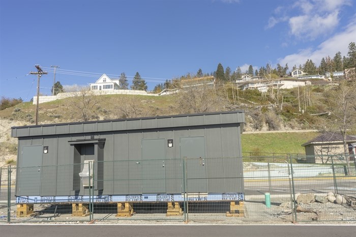 Peachland's new washrooms are on the left and its existing washrooms can be seen on the right. 