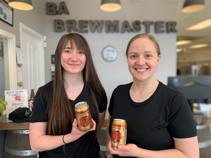 Marketing manager Laura Wilkes and manager Shannon Rex of BA Brewmaster hold their recently released hard seltzer, the first in-house seltzer in Kamloops. 