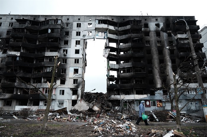 Borodyanka, Kyiv Oblast, Consequences of russian missile bombings, Ukraine in April, 2022.