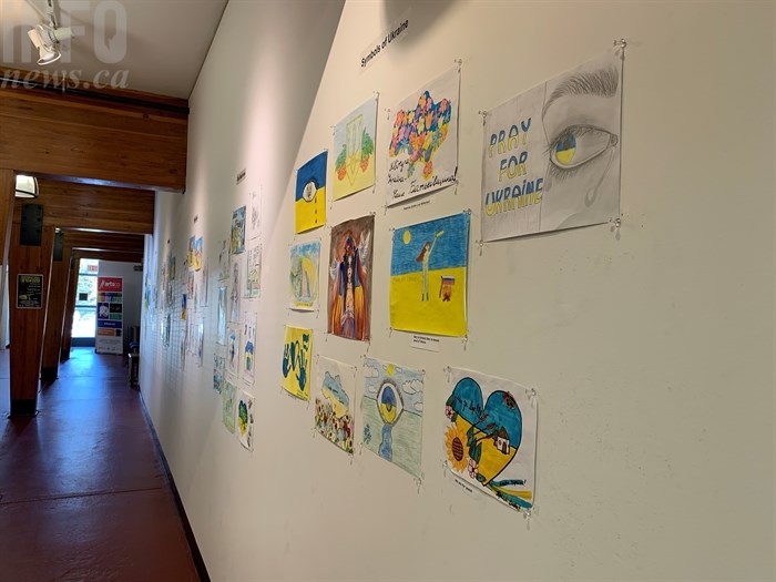 Images drawn by children in Ukraine are being displayed at the Rotary Centre for the Arts.