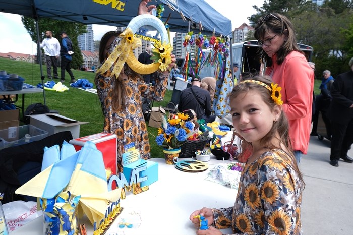 Items were sold at the Kelowna Stands with Ukraine fundraiser at Waterfront Park, May 21, 2022.