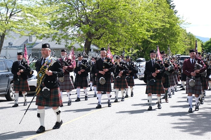 Marchers during the B.C. Dragoons commanding officer's change-over ceremony in Kelowna, May 29, 2022.