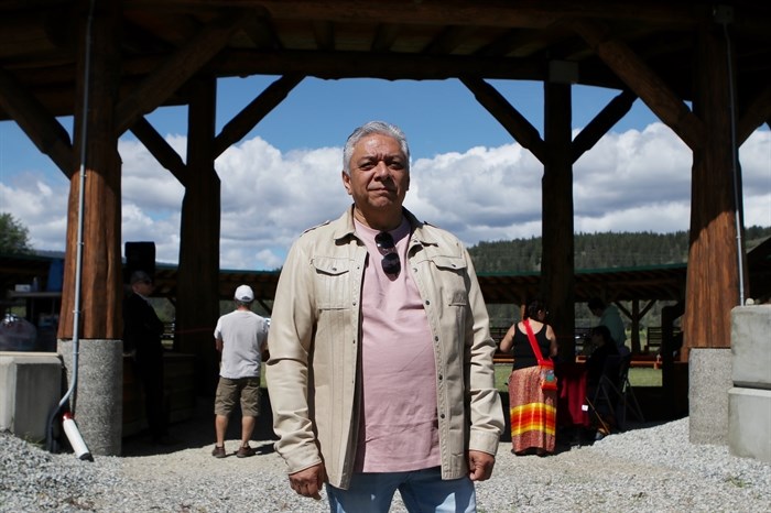 Chief Byron Louis of the Okanagan Indian Band at the community’s grand reopening of their Cultural Arbor on May 28, 2022. 