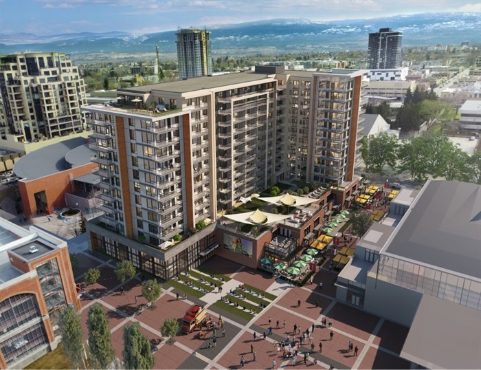 The original design of the development proposal for 350 Doyle Avenue in Kelowna. The new design is slated to be slimmer and taller.