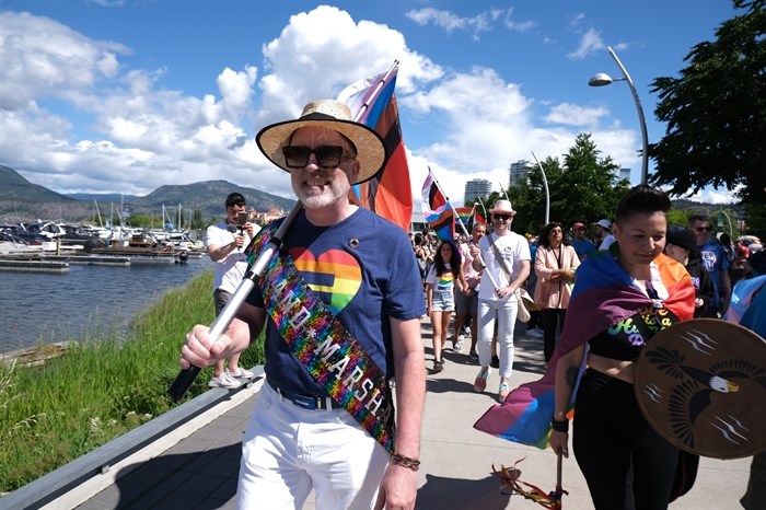 The Kelowna Pride march, with grand marshal Wilbur Turner June 11, 2022.