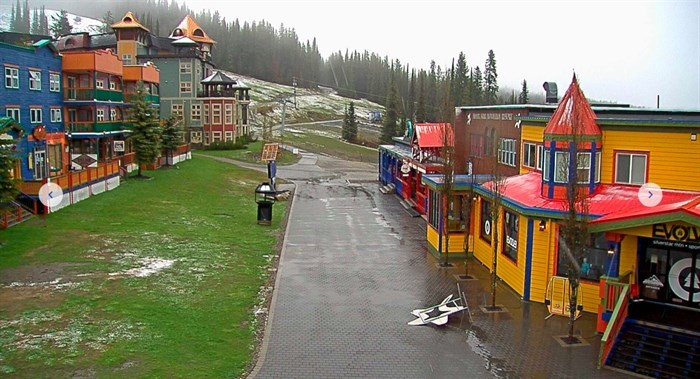 Only a trace of snow is shown at the Silver Star Mountain village.