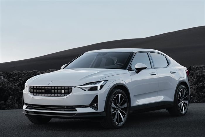 This photo provided by Polestar shows the 2022 Polestar 2, an all-electric sedan with a hatchback-style trunk and an EPA-estimated range of up to 270 miles.