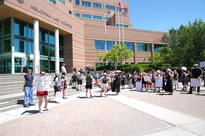 Marchers rallied in response to the Roe V Wade decision in America, June 26, 2022 in downtown Kelowna.