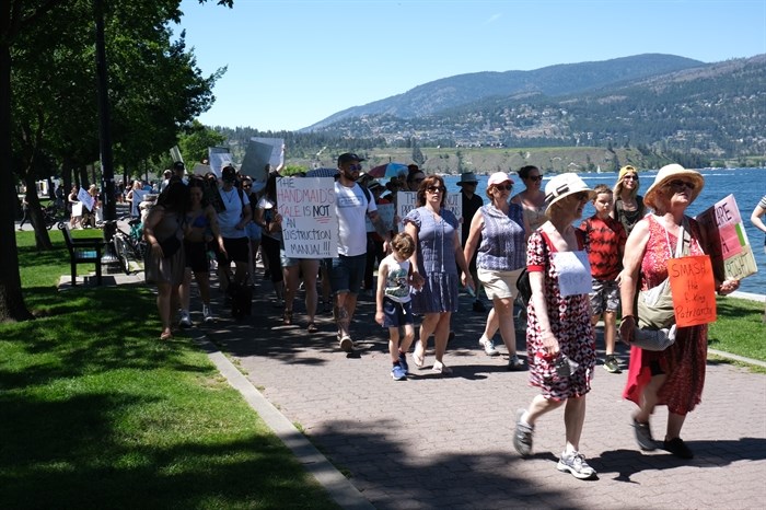 Marchers rallied in response to the Roe V Wade decision in America, June 26, 2022 in downtown Kelowna.