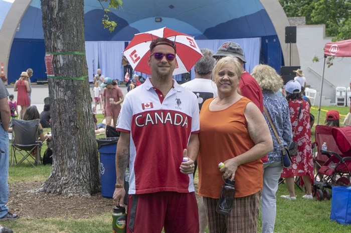Larry Jones and Wendy Brown from Penticton enjoyed Canada Day together at Gyro Park in Penticton.