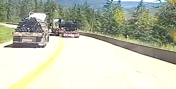 Trucker's dashcam captures near miss on B.C. highway