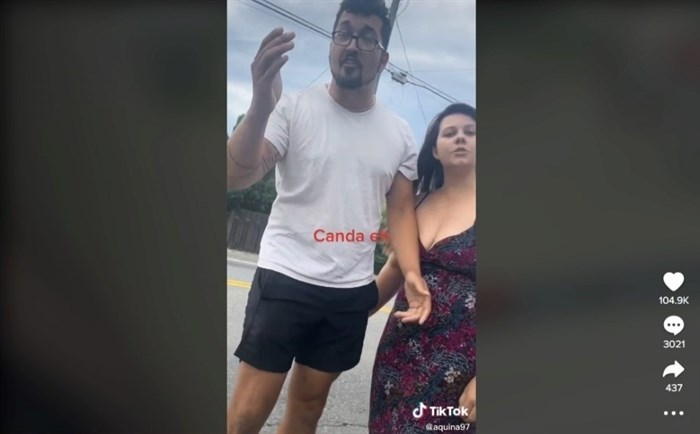A screen shot from a video posted to TikTok of a road rage incident in Kamloops, June 28, 2022.