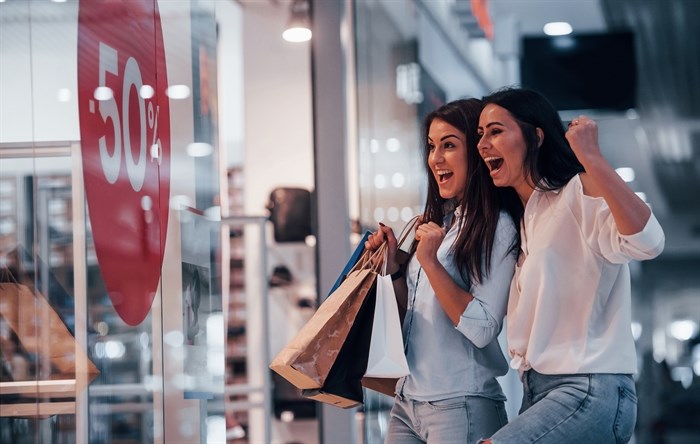 Two young women having a shopping day