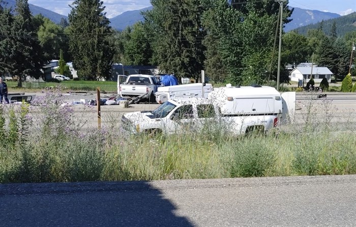 One person is dead after a head-on collision on the Trans-Canada Highway near Salmon Arm, Monday, July 25, 2022.