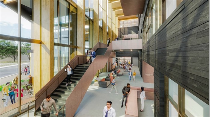 This is a rendering of the proposed inside of the UBCO downtown campus in Kelowna.