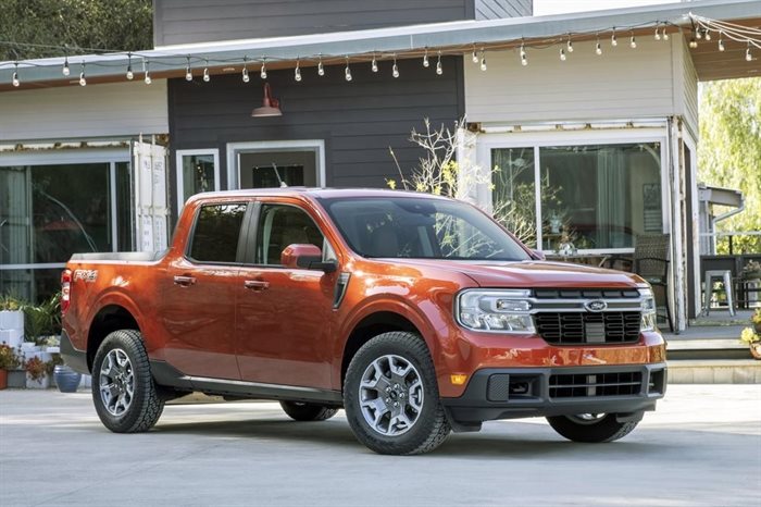 This photo provided by Ford shows the 2022 Ford Maverick, a compact pickup truck that comes standard with a hybrid engine that gets an EPA-estimated 37 mpg.