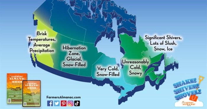 This is the Farmers' Almanac's depiction of winter 2022-23 in Canada.