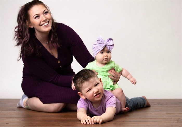 Owner of Zaaz Eatery and Play in Kamloops, Samantha O'Callaghan with her two children. 