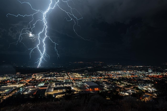 Lightning over Kelowna, Aug. 10, 2022.
