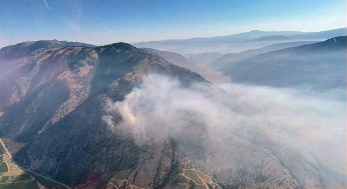 An aerial photo of the Richter Mountain wildfire taken the morning of Aug. 12.