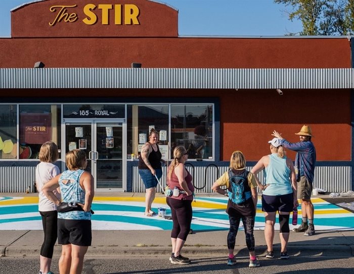 The Stir at 185 Royal Avenue in Kamloops getting a pavement mural designed by Christina Garrett on Aug. 10.