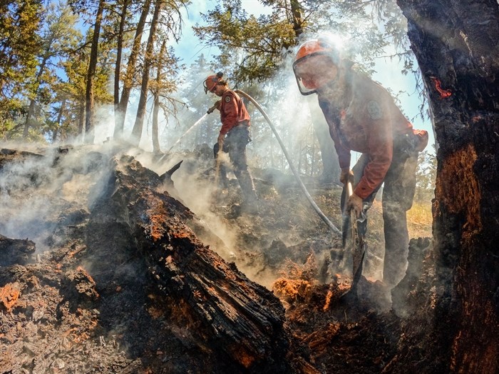 Crews mopping up hot spots at the Keremeos Creek wildfire.