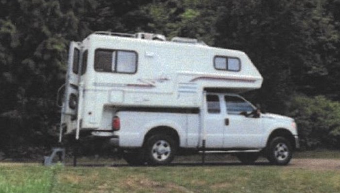 Taren (Terry) Ray Lacey’s pickup truck with a camper are seen in this submitted image. It’s a white 2012 Ford F-250 with BC licence plate PC848V.