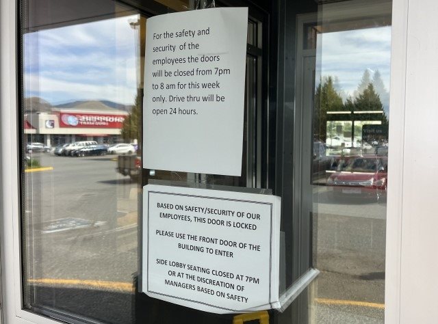A sign on the McDonald