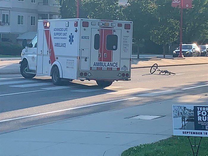 A cyclist was taken to Kelowna General Hospital after she was hit by a vehicle on KLO Road on Sept. 2, 2022.