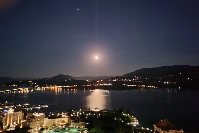 A photo of the Harvest Moon taken from the Kelowna Waterfront on Sept. 10, 2022.