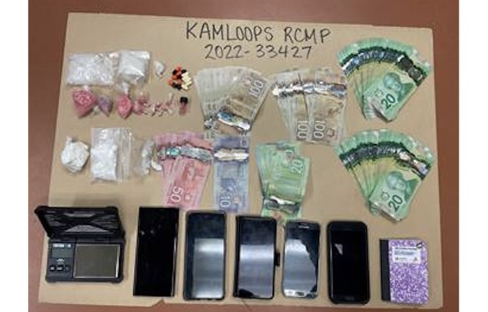 Kamloops RCMP seized drugs, cash and cell phones during a traffic stop on Sept. 19, 2022.