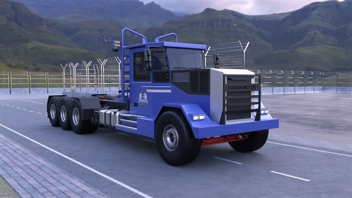 A rendering of the new diesel-generator-powered electric semi-truck.