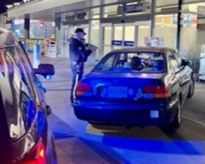 A driver had their car impounded after parking outside of the West Kelowna Superstore on the sidewalk, Oct. 9, 2022.