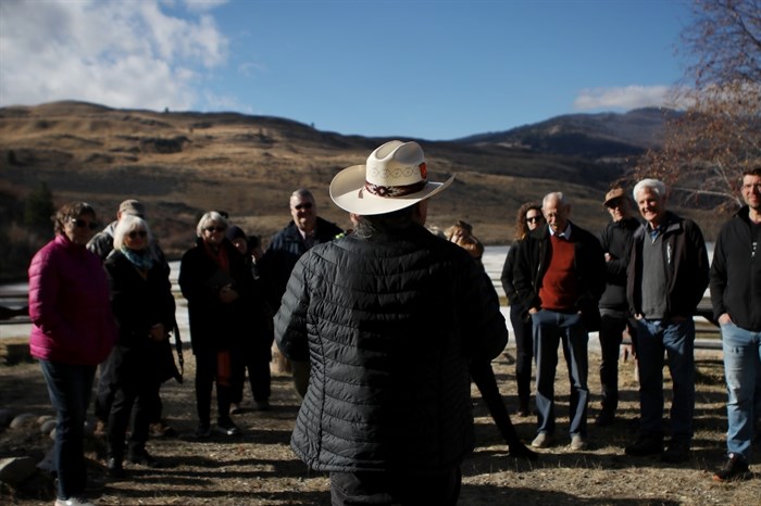 cewel’na Leon Louis of the Lower Similkameen Indian Band conducts a cultural tour of kllilx’w (Spotted Lake), located seven km west of sw?iw?s (Osoyoos) in syilx homelands, on Oct. 27, 2022. 