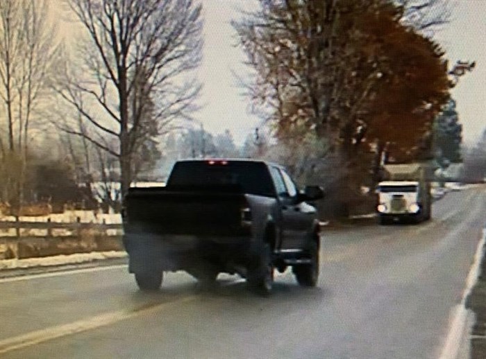 RCMP have confirmed the suspect vehicle, a black Dodge Ram 2500, involved in a police incident on the Coquihalla Highway south of Merritt Wednesday, Nov. 23, 2022, was stolen out of Coquitlam and the licence plate attached to the vehicle was stolen in Langley.