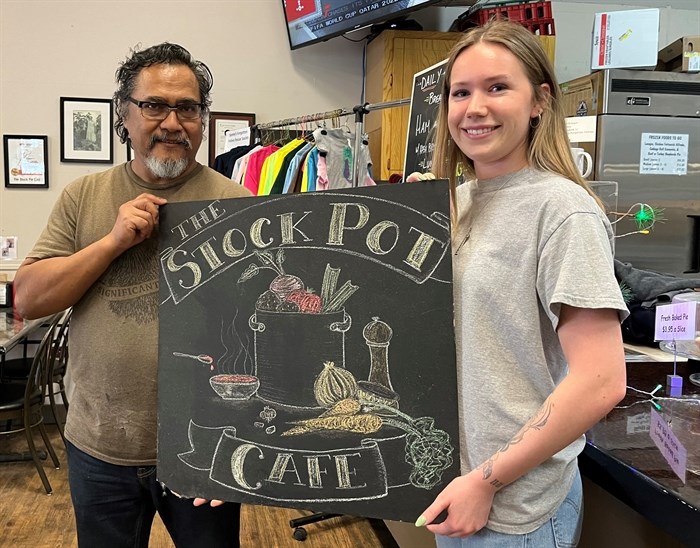 Owner of The Stock Pot Cafe in Kamloops, Floyd Ondang (left) with server Sammy Kerr. 