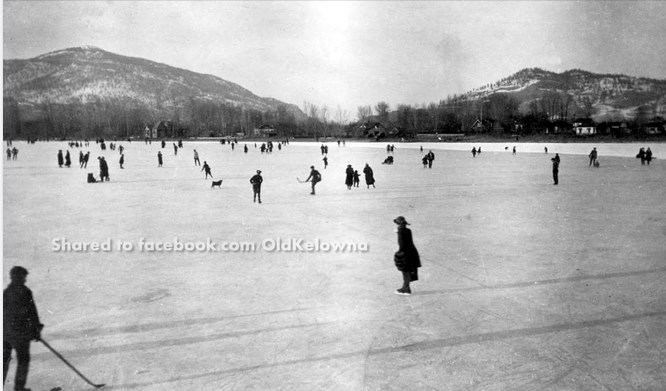 Skating on Okanagan Lake in the early 1900s.