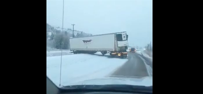 The vehicle incident on Highway 1 in Kamloops.