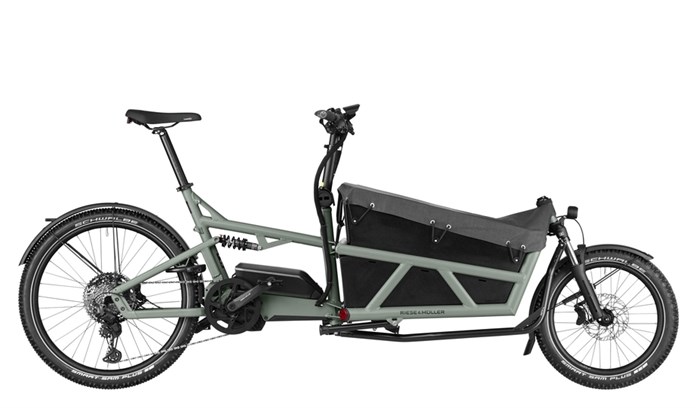 This is a Rieser and Muller front loading model cargo e-bike that will be stocked in E Ride stores next year.