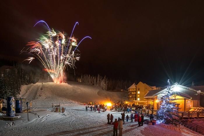 A Christmas Eve fireworks show at Apex Mountain Resort. 